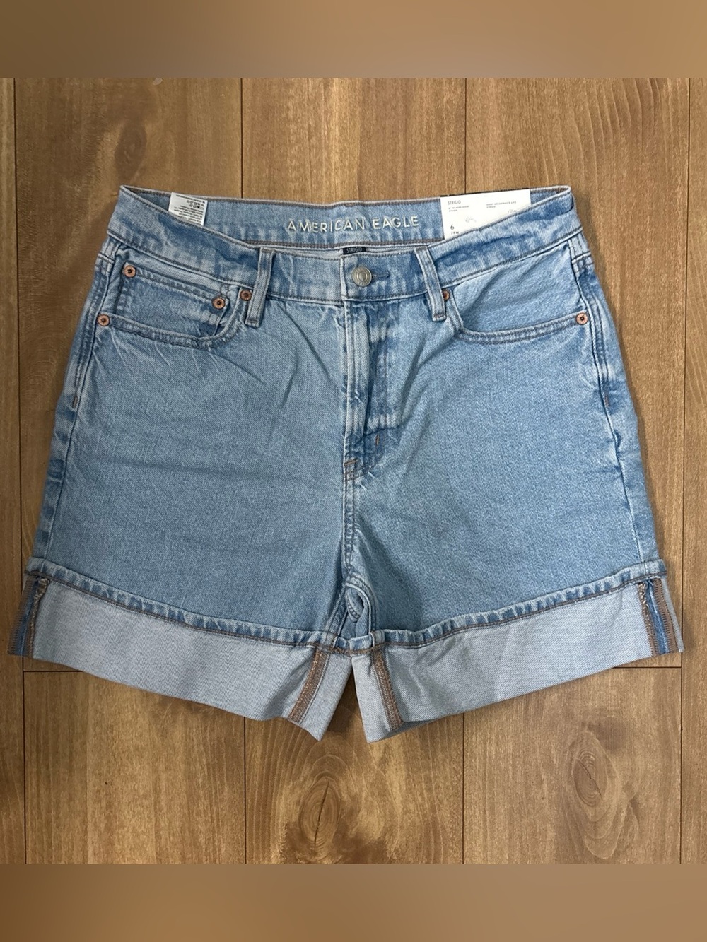 American Eagle Outfitters Light Blue Denim Rolled Hem Shorts - Picture 1 of 5